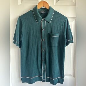 Todd Snyder Cotton Silk Short Sleeve Full Placket Riviera Polo